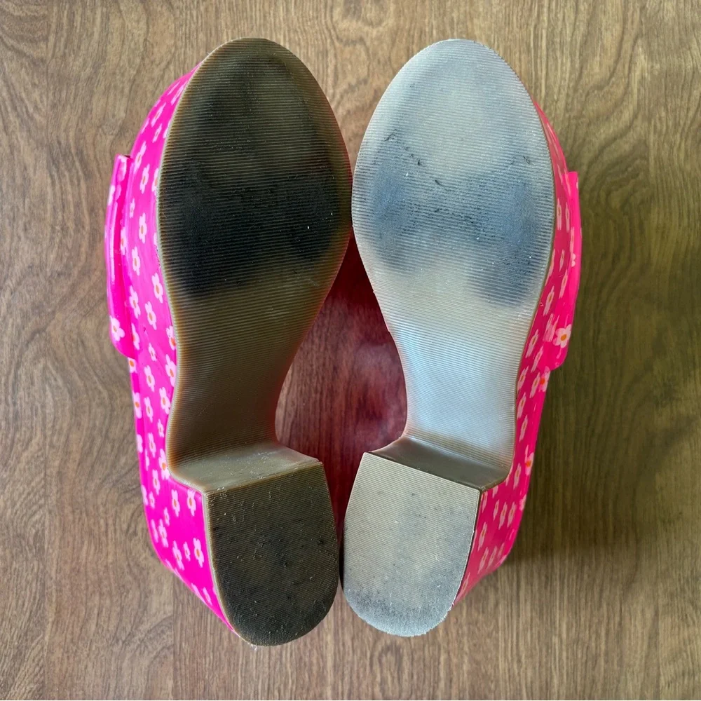 Pink Daisy Platform Slide Sandals